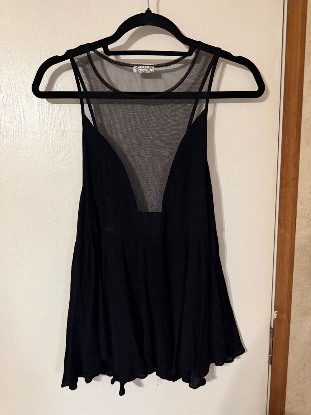 Sheer Mesh Black Tank Top